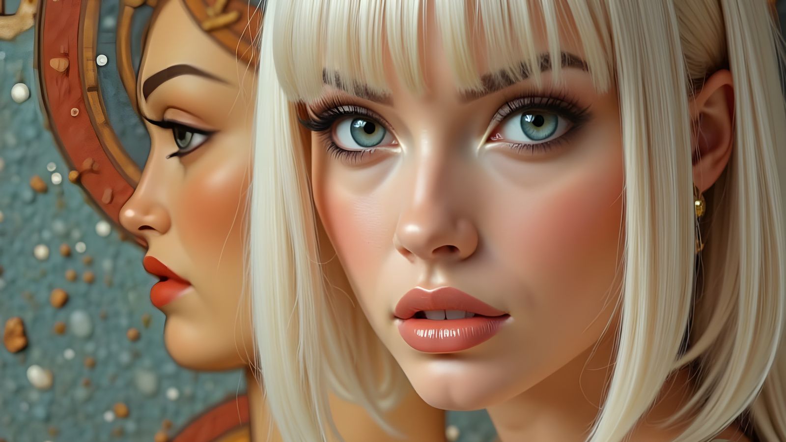 Woman with Byzantine Mosaic Background