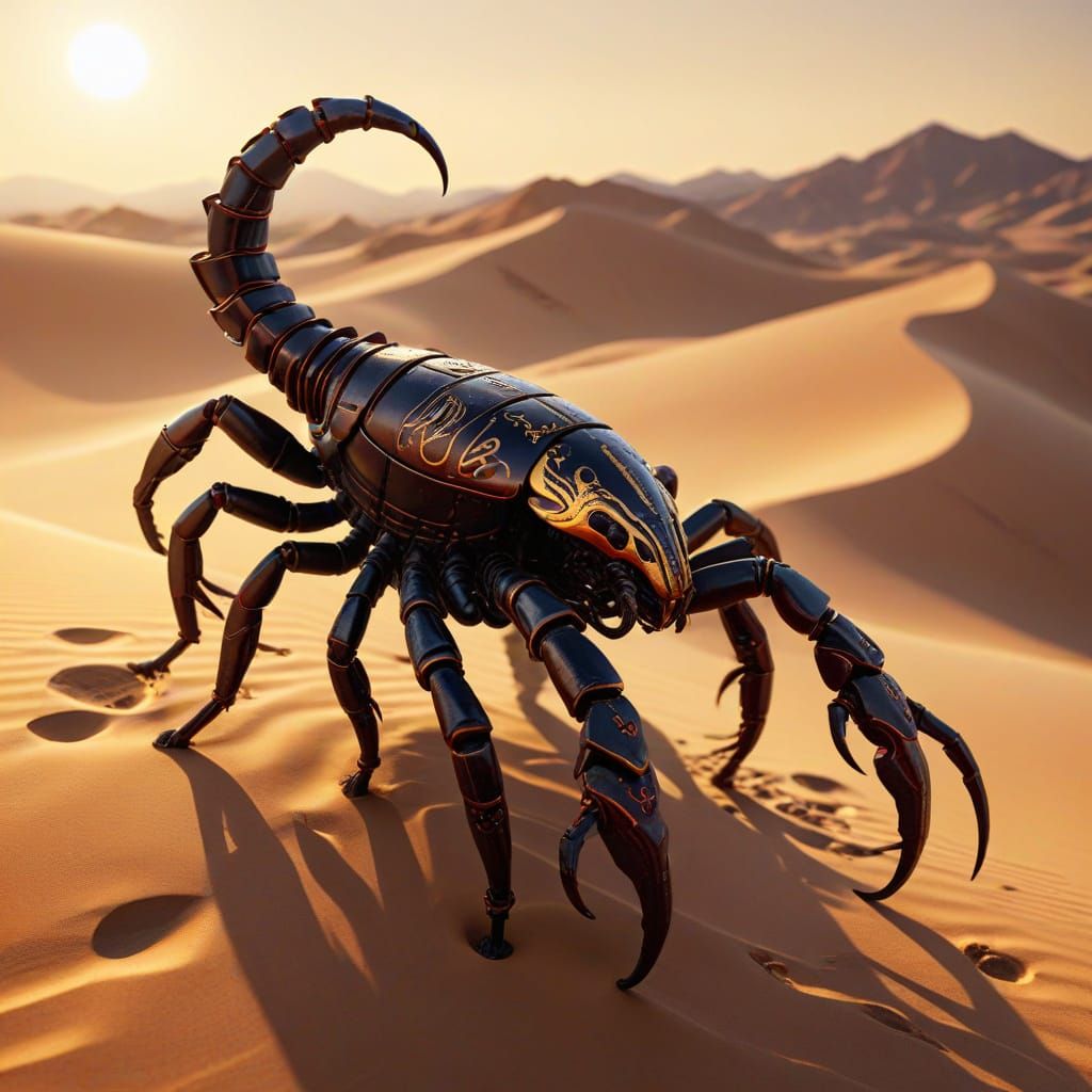 Desert Scorpion with Egyptian Marks: Digital Art