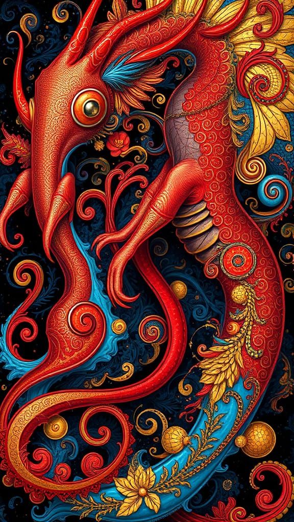 Dreamlike Creatures in Enamel Maximalism Style