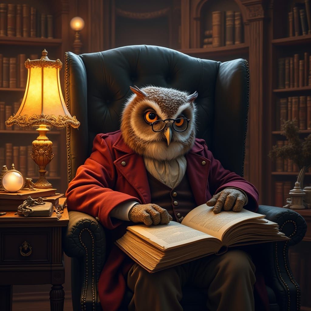 Wisdom of the Owl: A Study in Burgundy Velvet and Whimsy