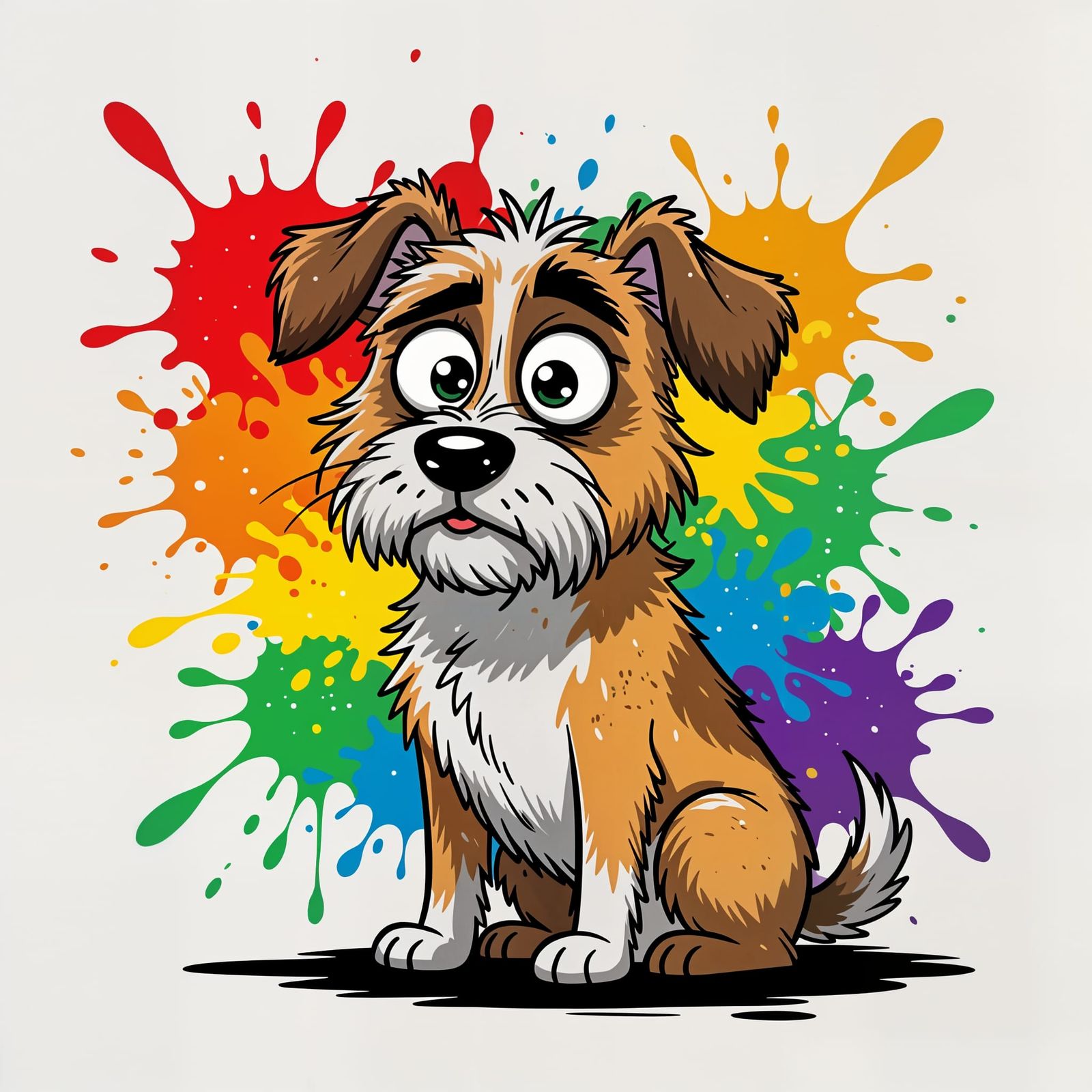 Cartoon Dog with Expressive Eyes in Pop Art Style