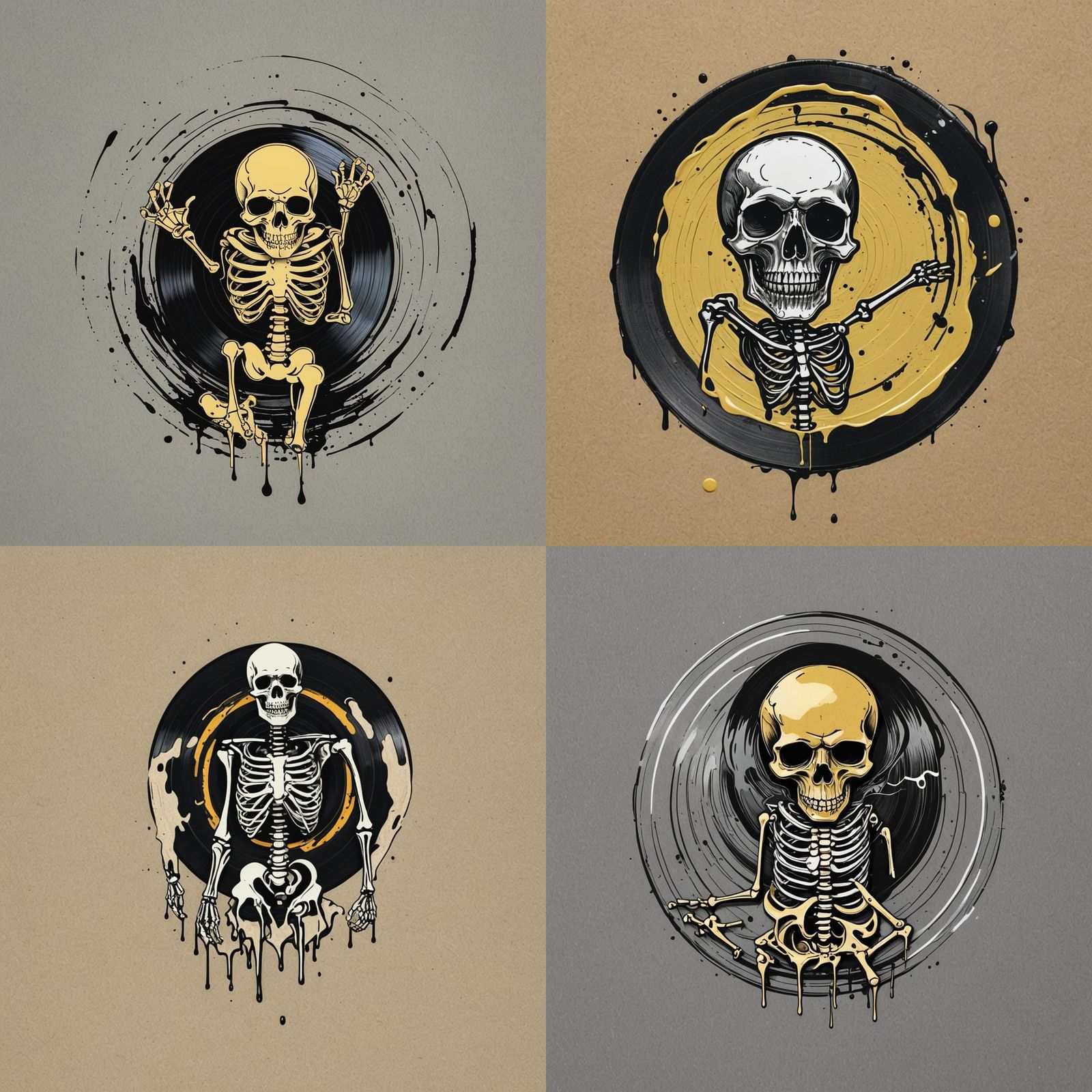 Punk Rock Skeleton Melting Vinyl Record Thank You