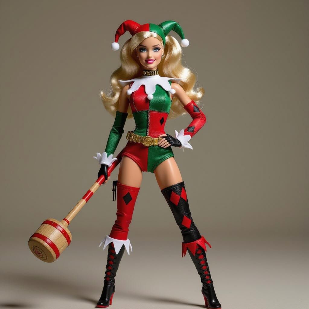 Barbie as Harley Quinn in Hyperreal Style
