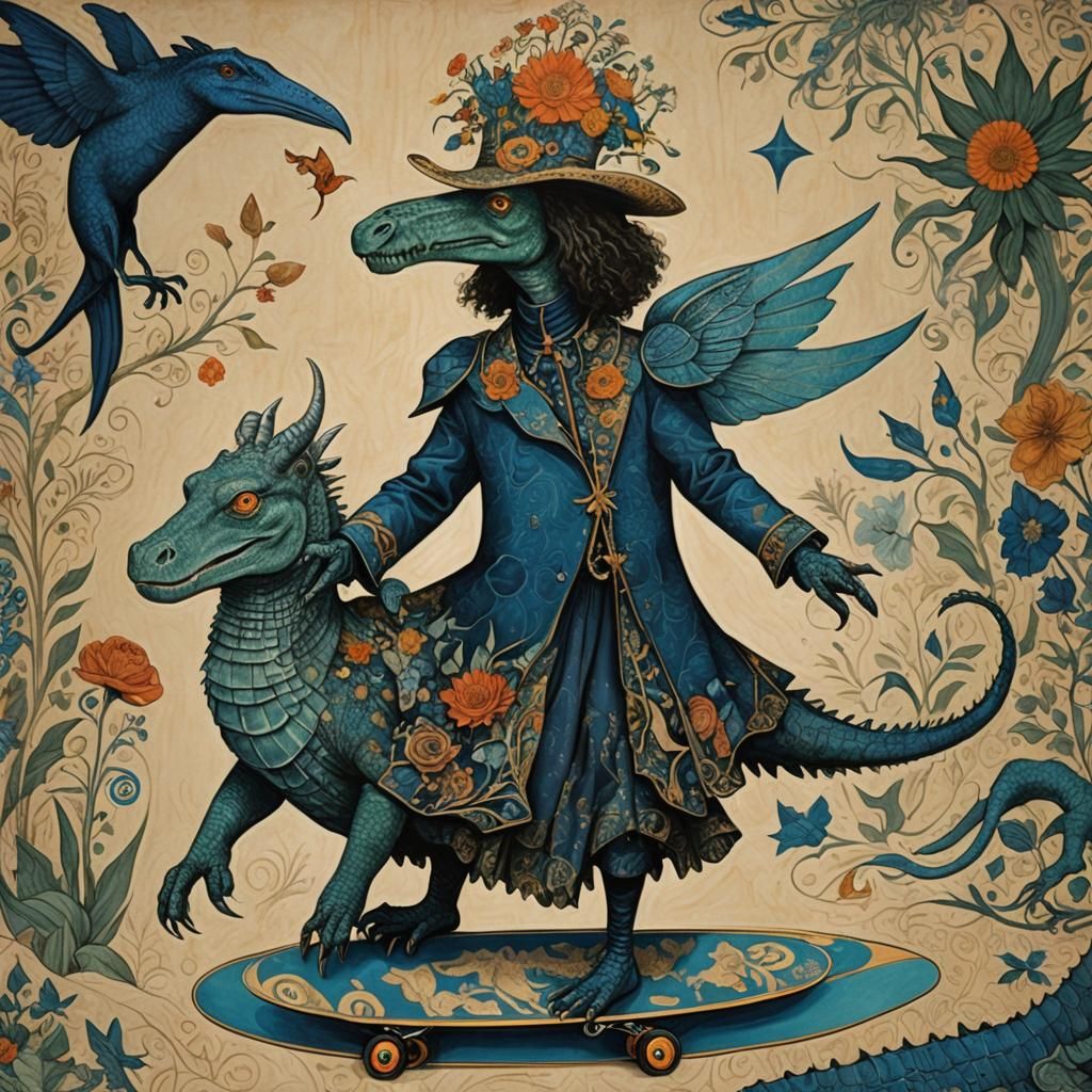 Surreal Alligator Art Piece in Carrington Style