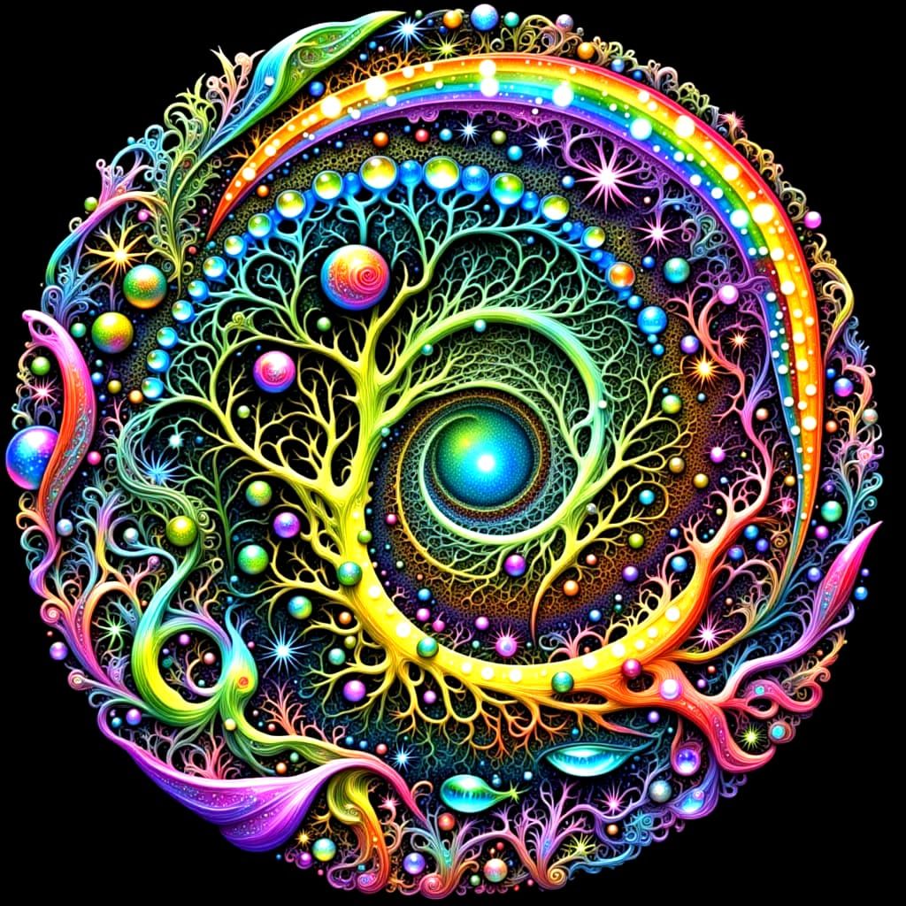 Whimsical Creature and Magical Tree in Intricate Painting