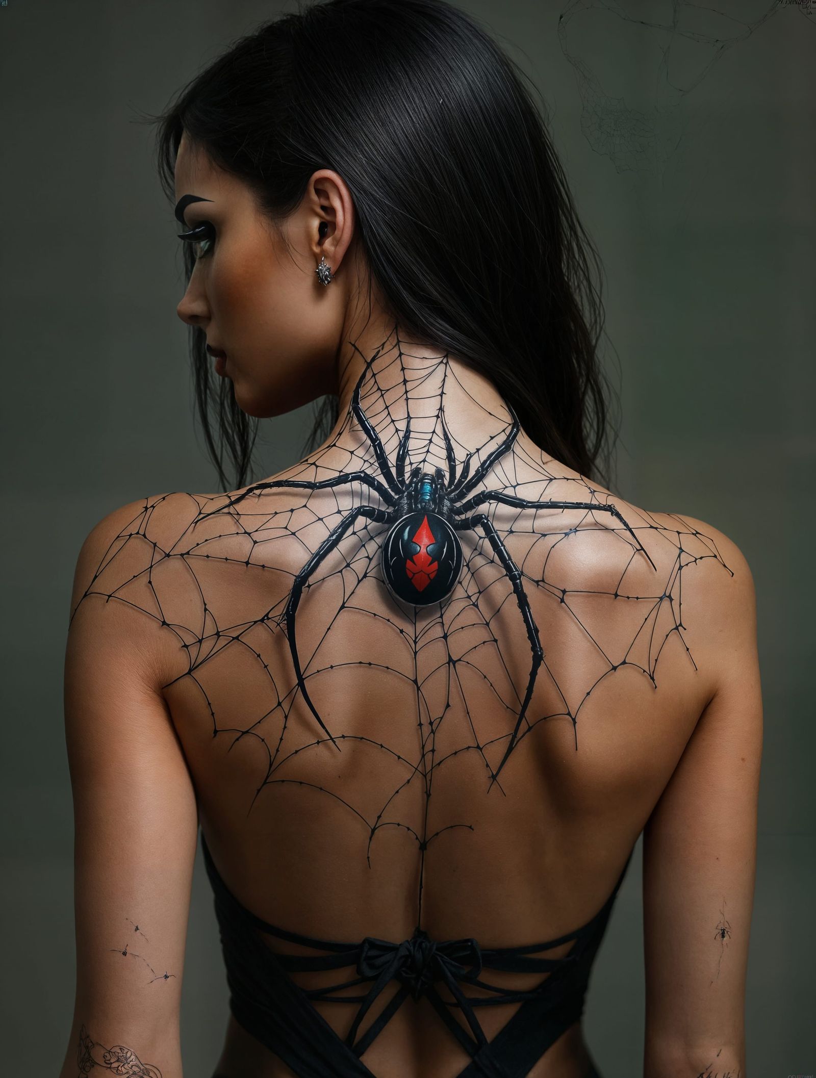 Stunning 3D Tattoo of a Black Widow Spider in Hyper-Realisti...
