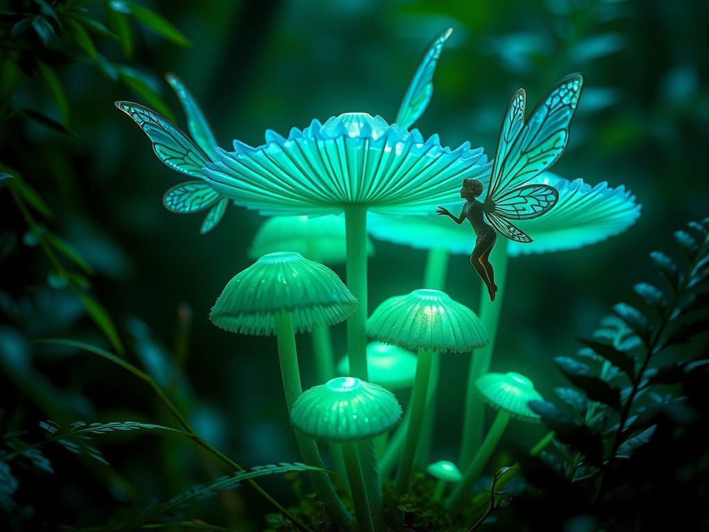 Whimsical Fairies in a Mystical Emerald Forest