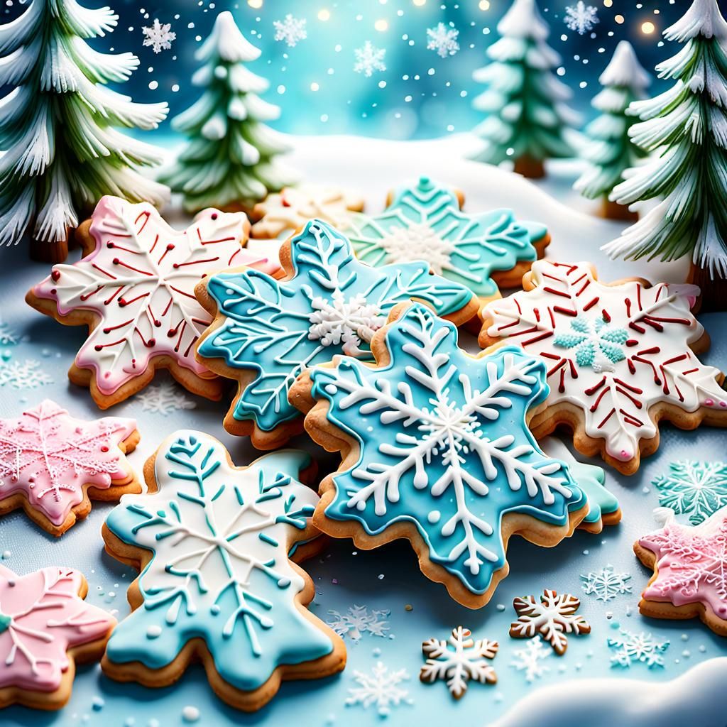Whimsical Eagles and Snowflake Cookies in Fantasy Art