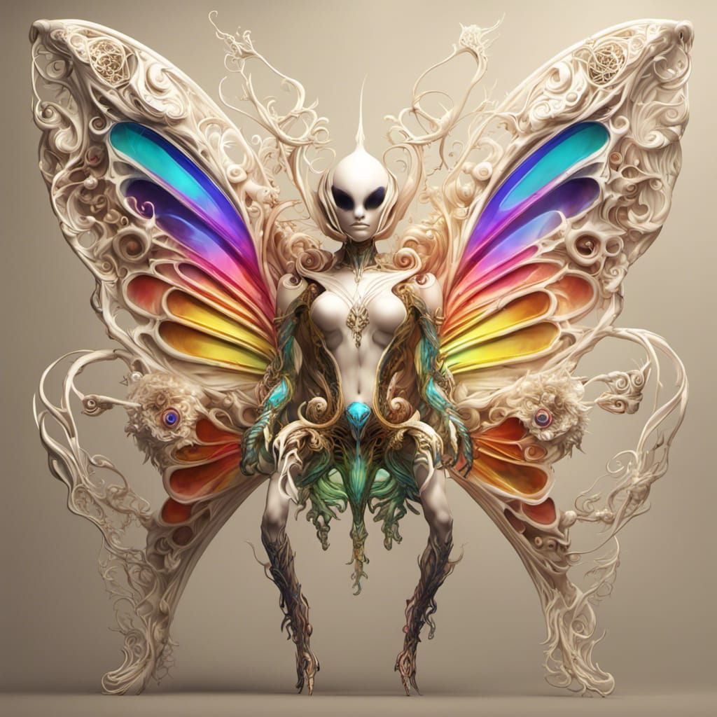 Winged Hybrid Creature on Plant Spacecraft