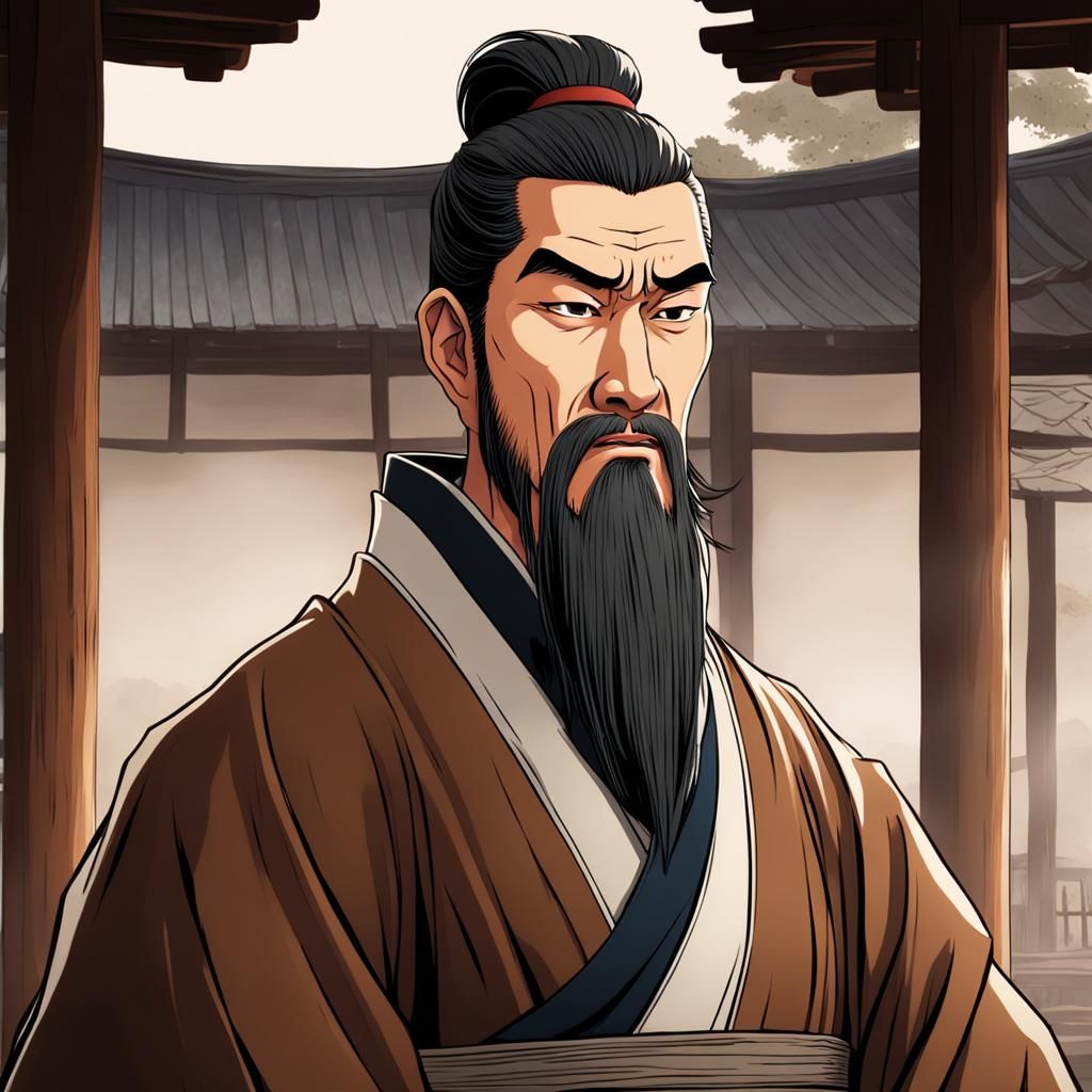 Anime Portrait of Chinese Nobleman in Timber Town