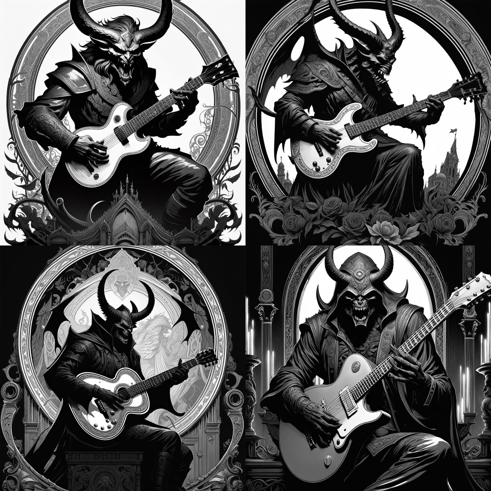 Demonic Guitarist in Dark Fantasy Style