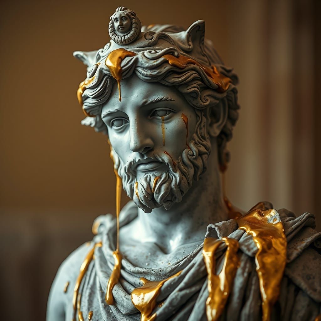 Golden Roman Sculpture in Hyper-Realistic Detail