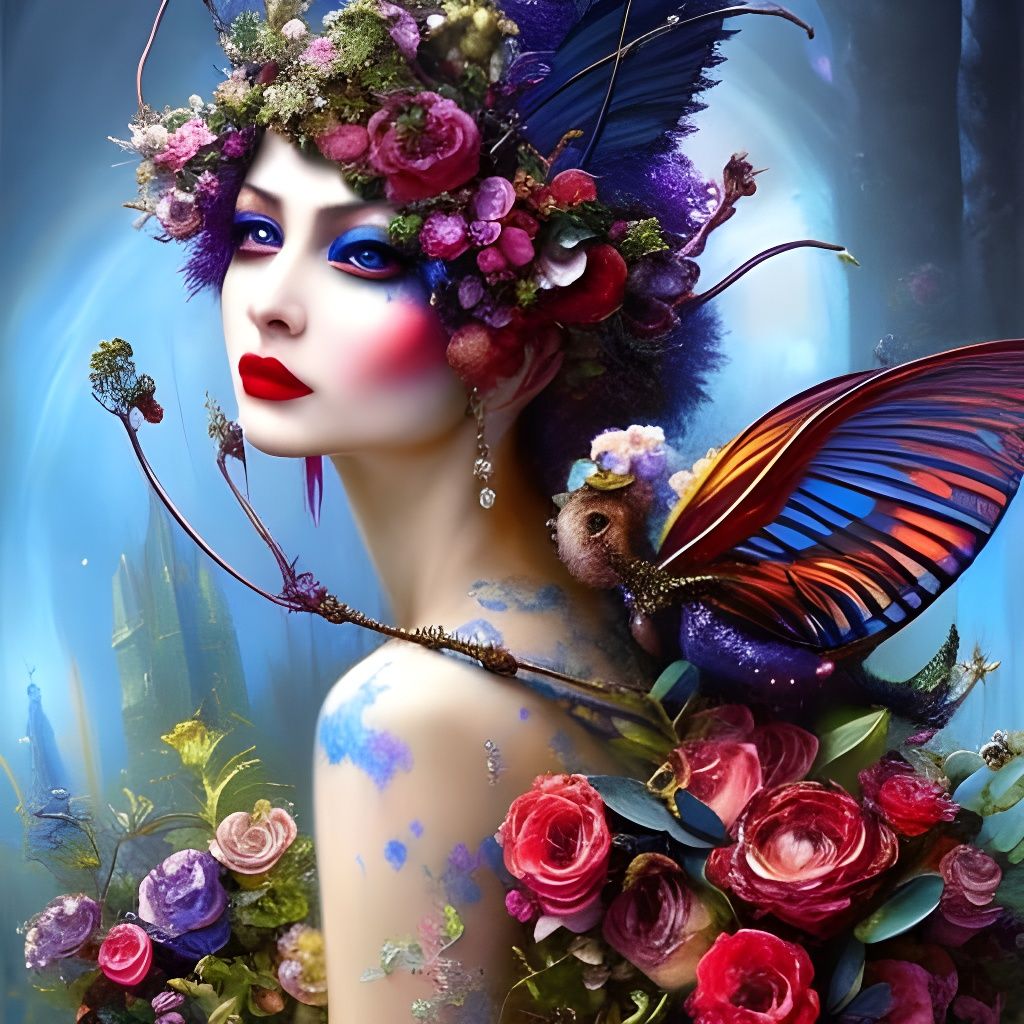 Cyberpunk Fairy Painting a Fairy Portrait