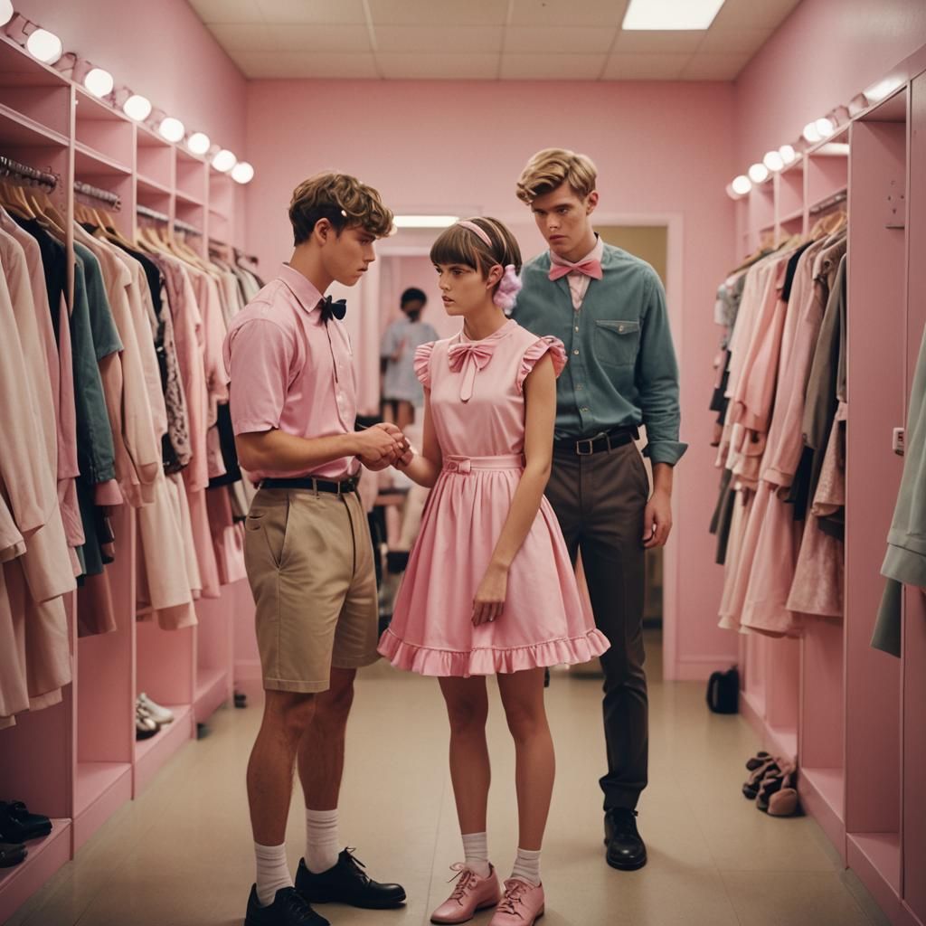 Boy in Pink Dress: A Cinematic Film Still