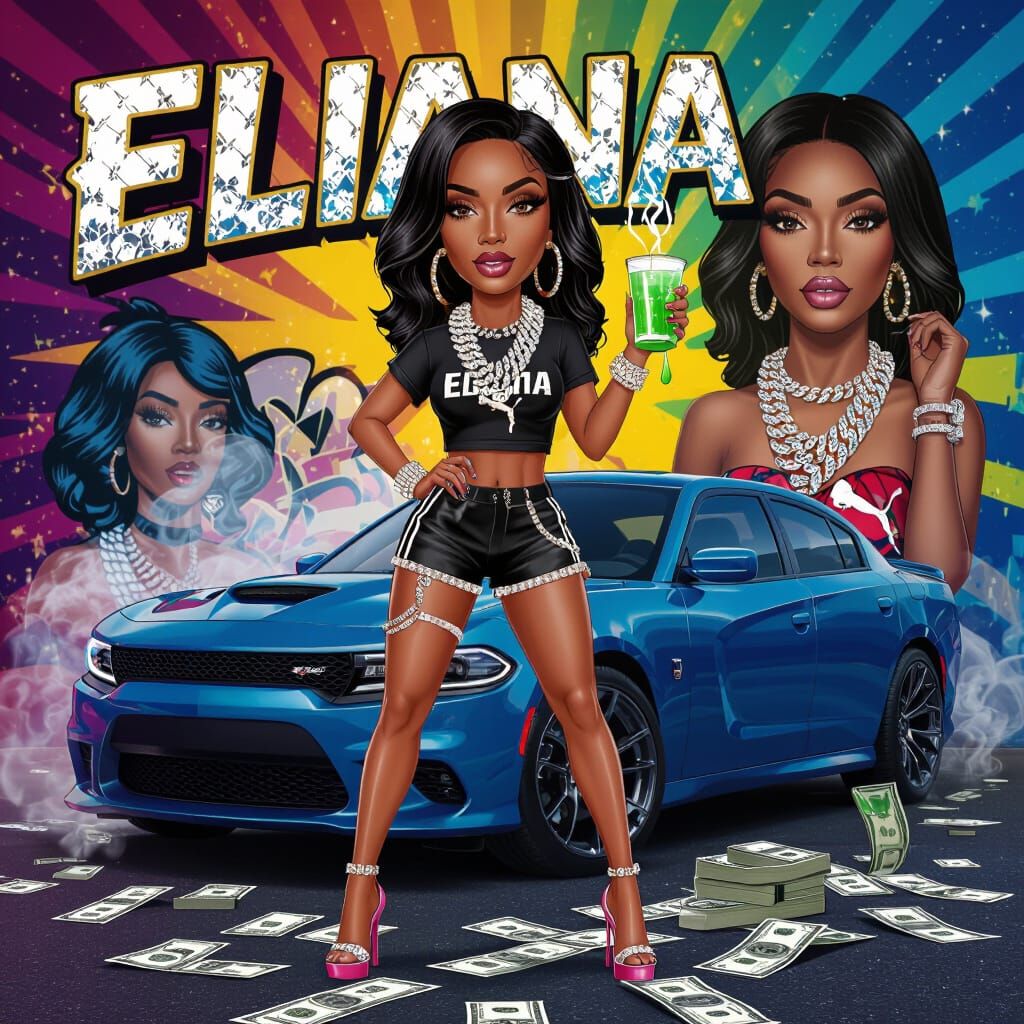 African American Woman with Diamond Chains and "Eliana" Typo...