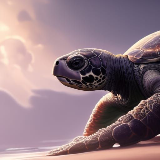Halo Turtle in Ocean, Hyperdetailed Concept Art
