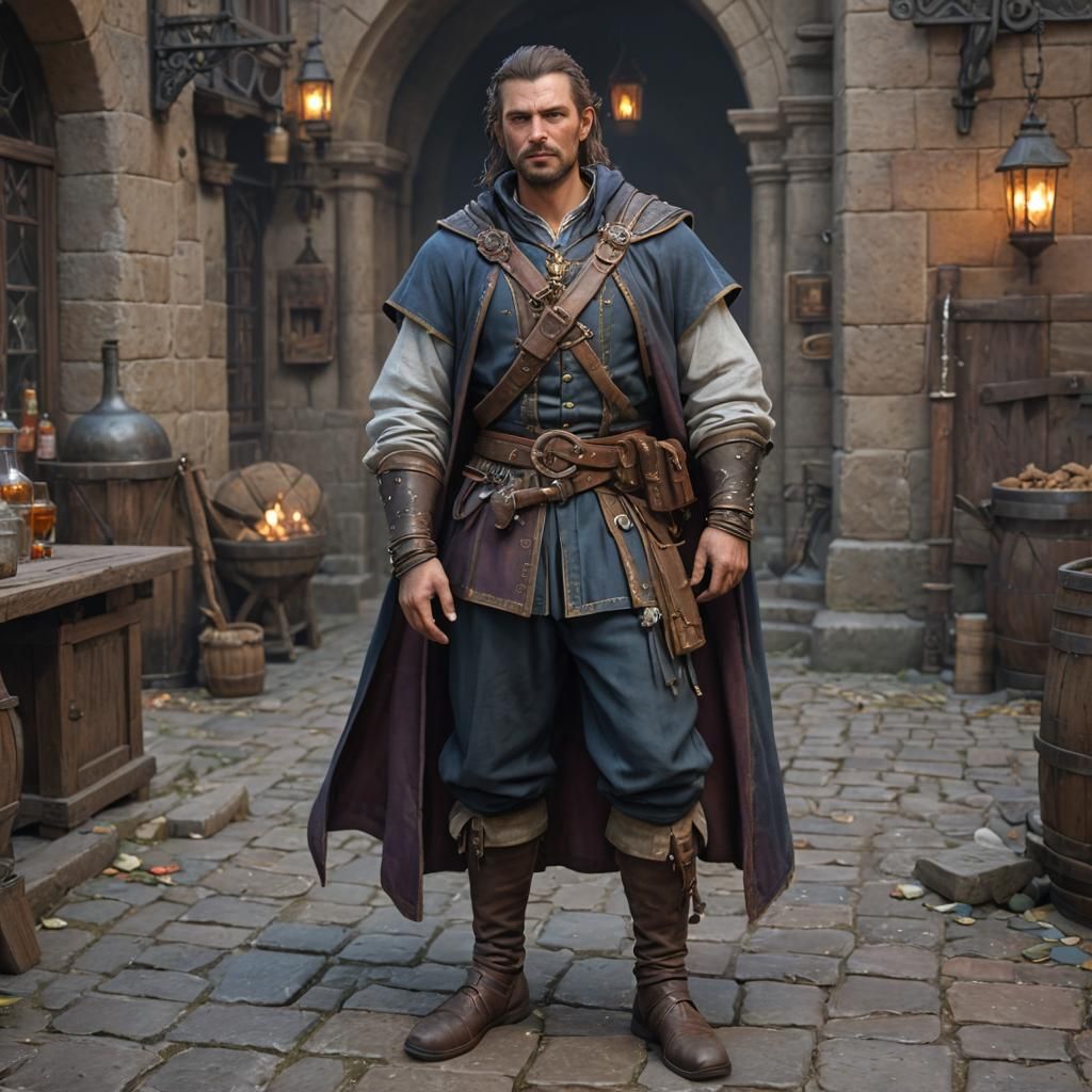 High Fantasy drunk male, full body portrait, 8k resolution concept art portrait,