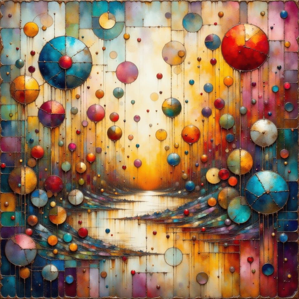 Abstract Polka Dot Landscape Matte Painting