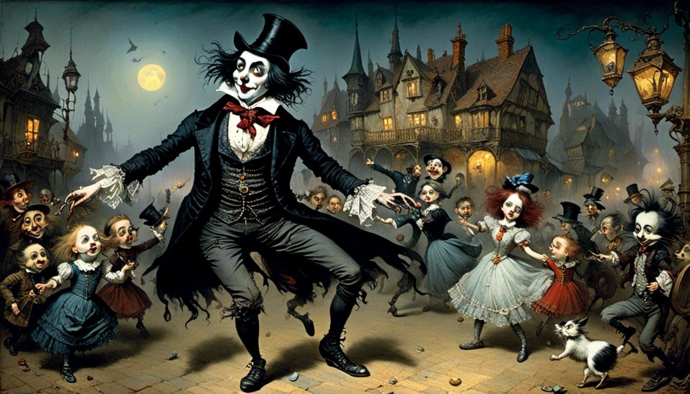 Energetic Dance Scene in Unique Artistic Style