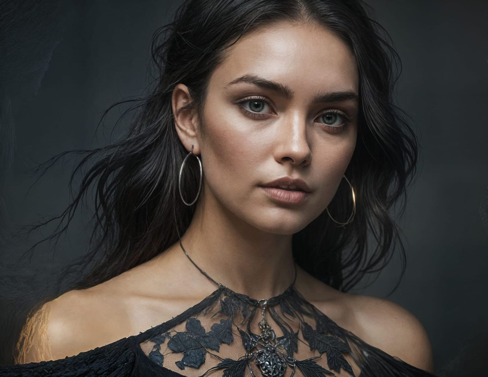Edgy Portrait of a Confident Young Woman in a Moody Setting