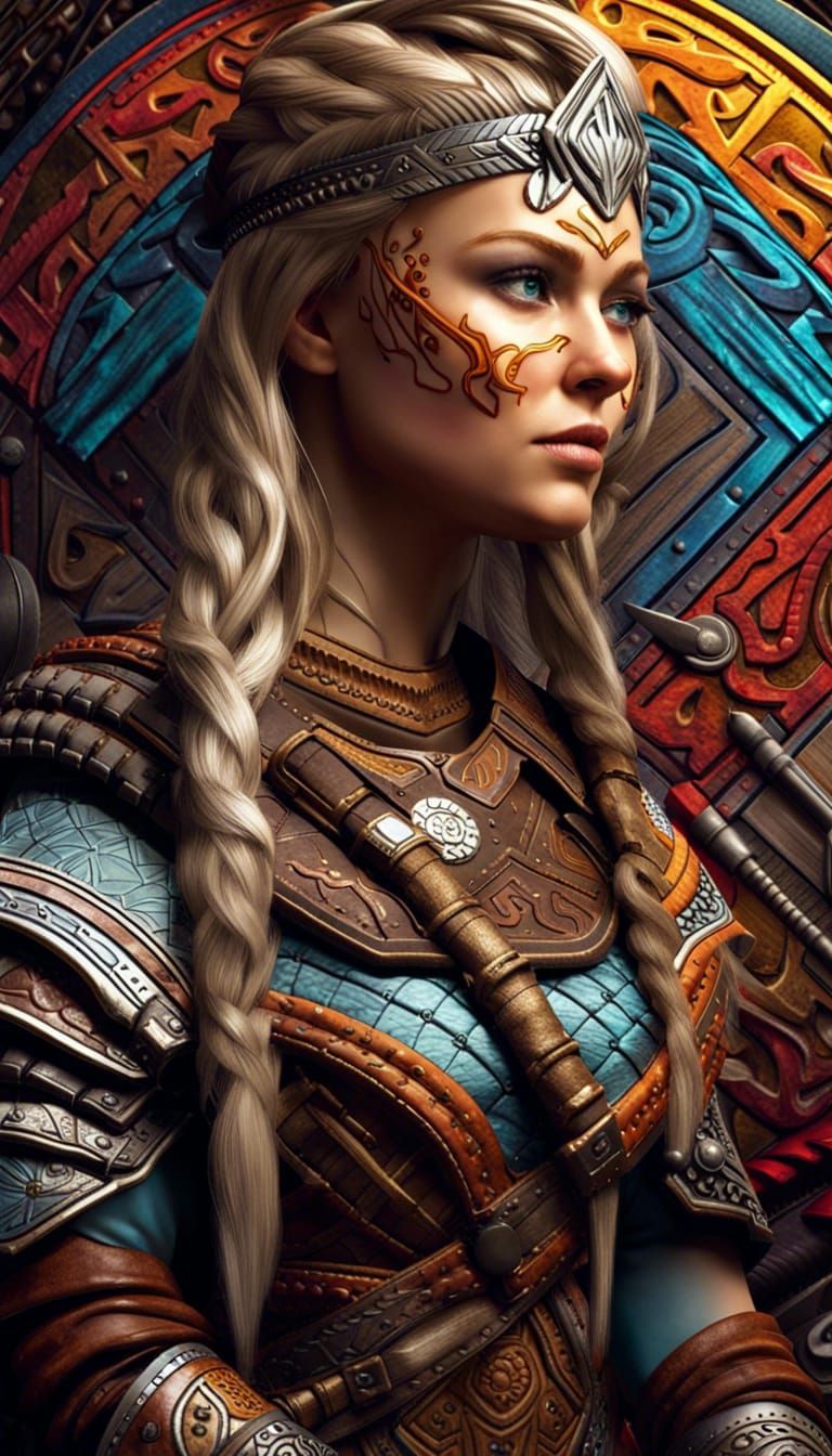 Viking Warrior Woman in 3D Game Style