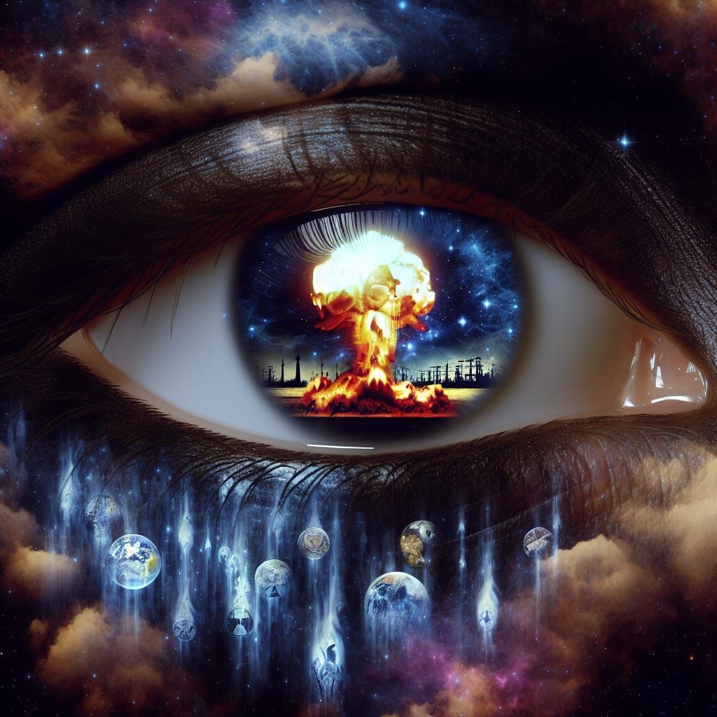 Cosmic Eye Reflects War's Devastation in the Void