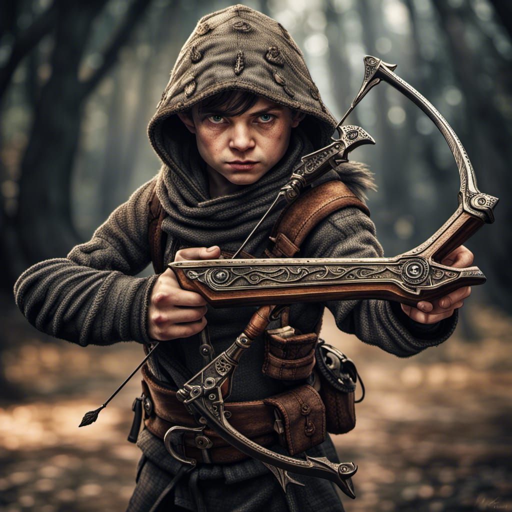 Halfling Rogue Portrait with Crossbow in HDR