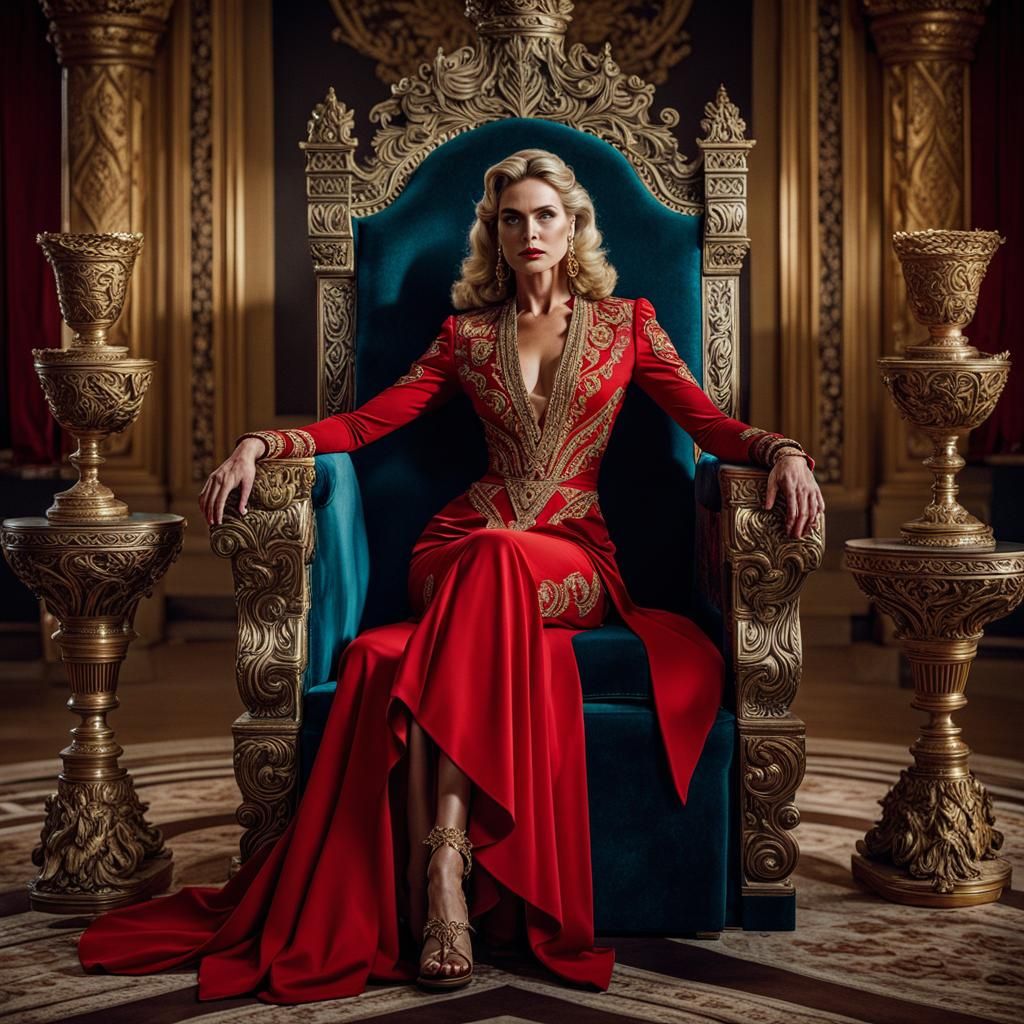 Cinematic Portrait of a Woman on a Throne