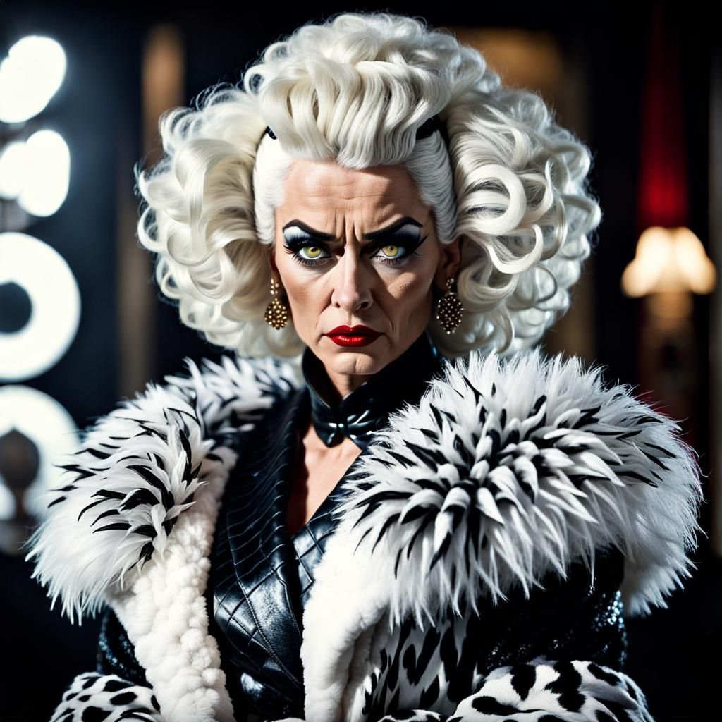 Cruella DeVille Portrait with 80s Poodle Perm
