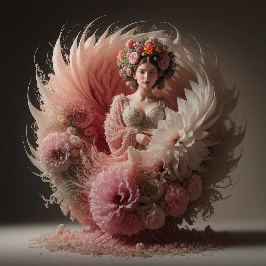 Intricate Pop Pom Sculpture with Impressionist Textures