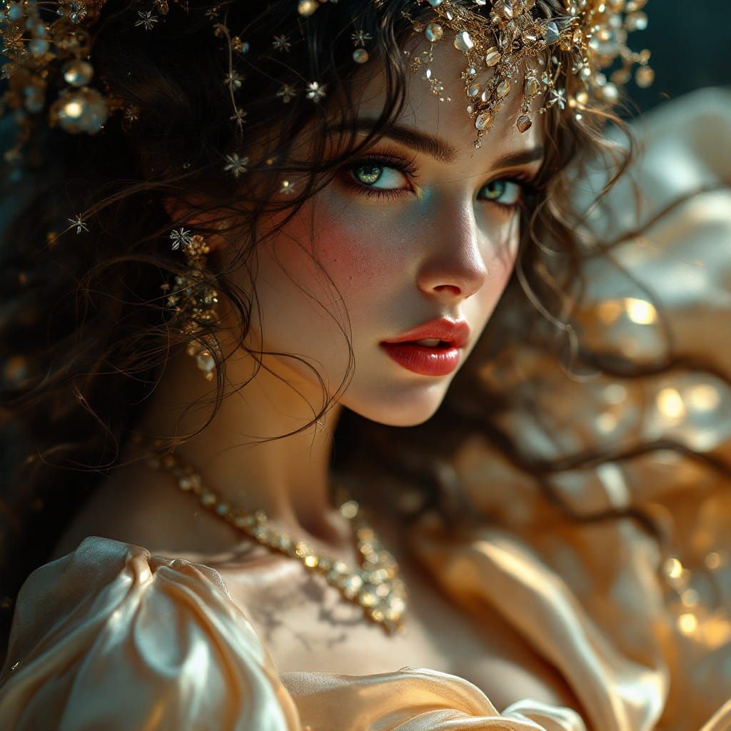 Woman in Silk Gown: A Rutkowski-Inspired Portrait