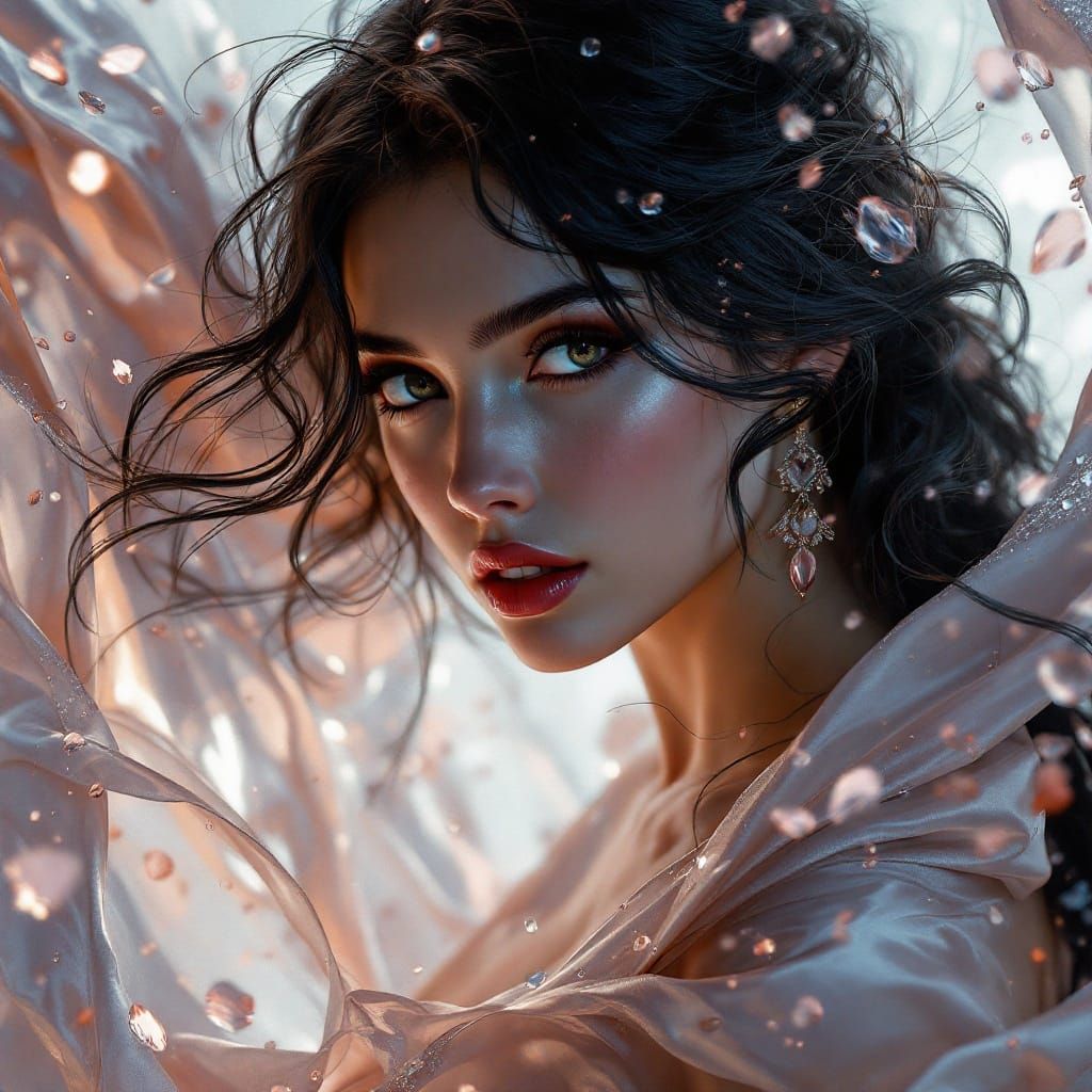 Woman in Silk Gown: a Hyperdetailed Fantasy Portrait