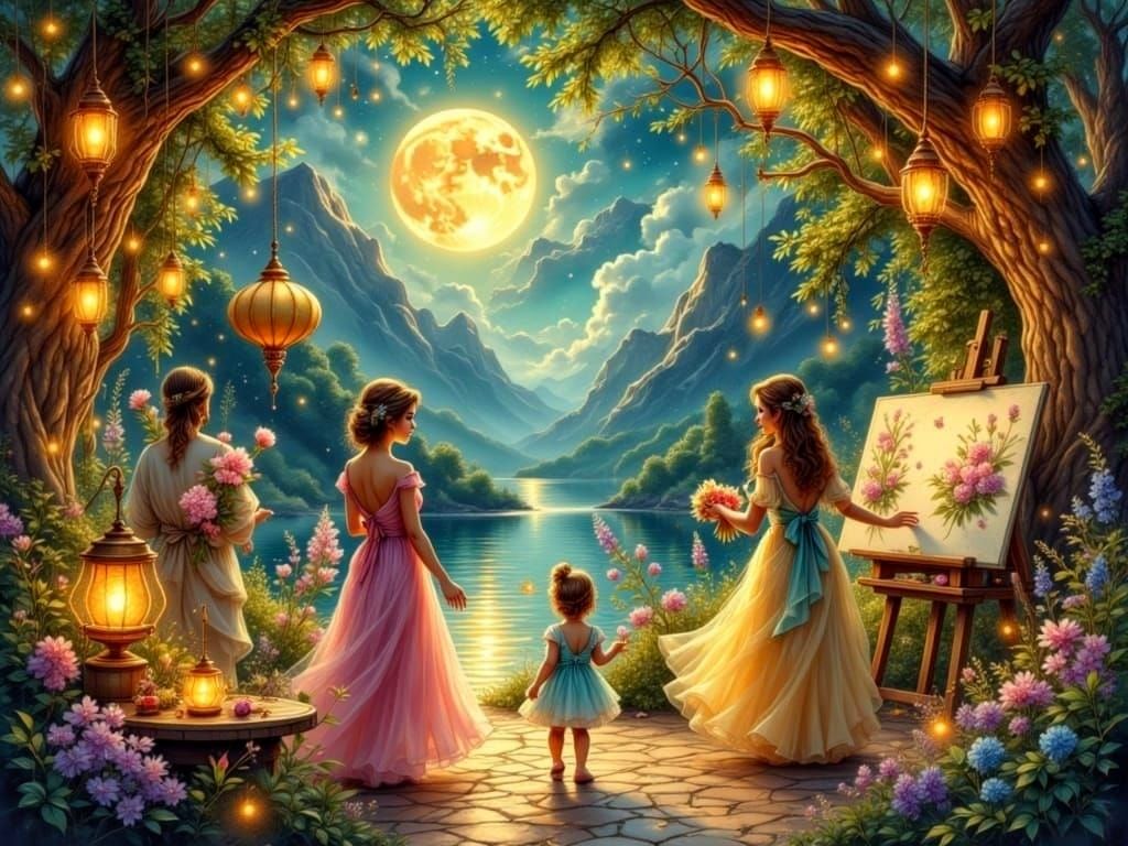 On the shore of the mountain lake