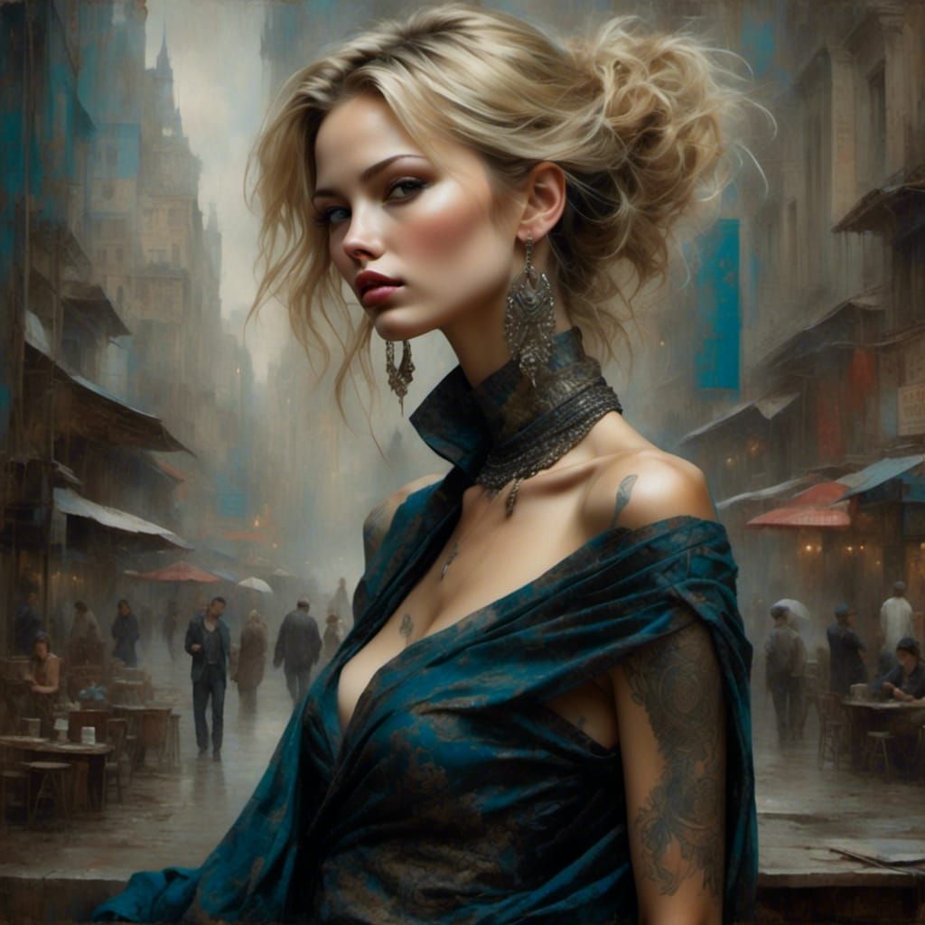 Elegant Woman in Silk: Dreamy Palace Portrait