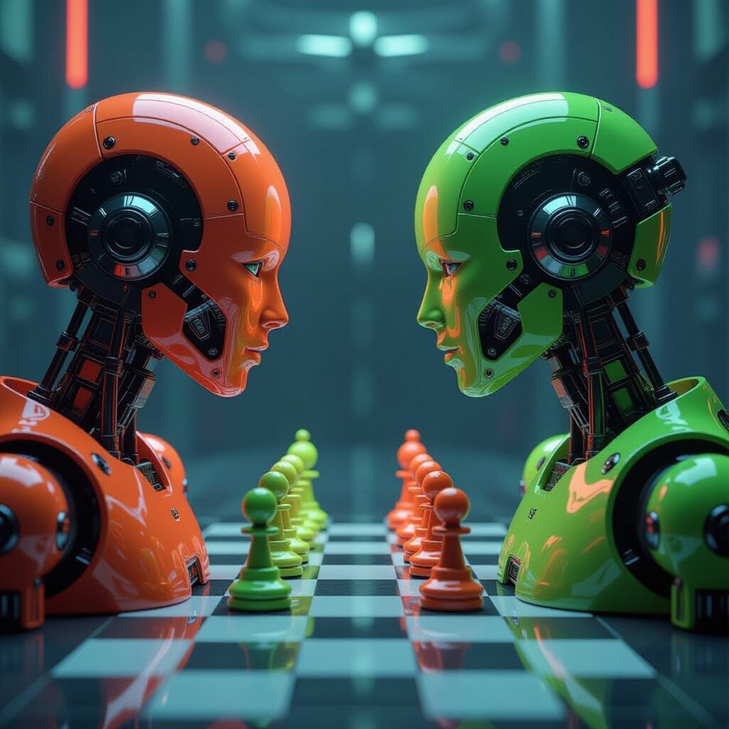 Neon Chess Game in Sci-Fi Style