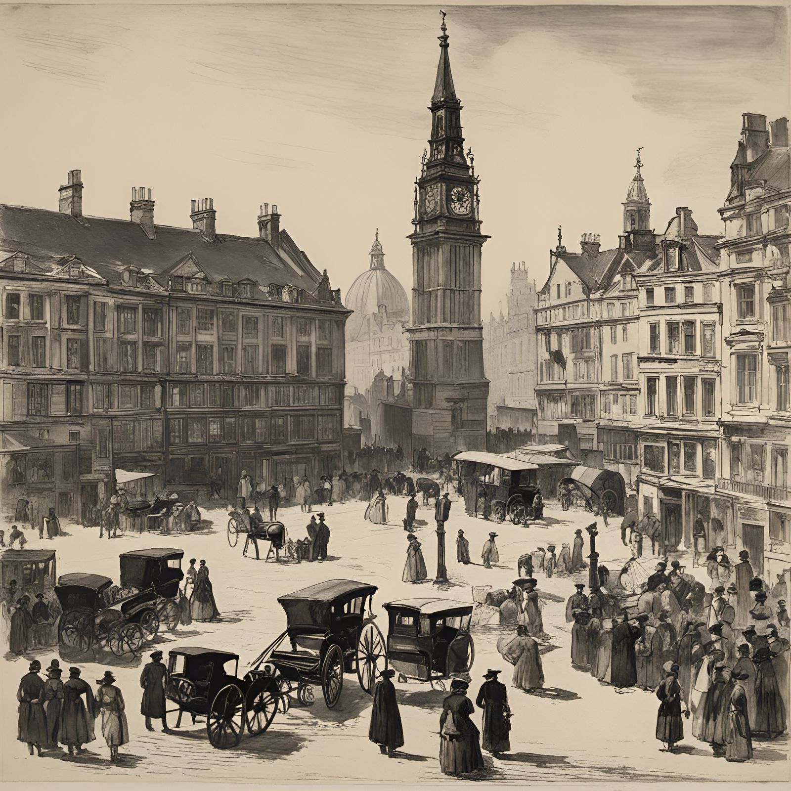 London Town Square in American Paper Art Style