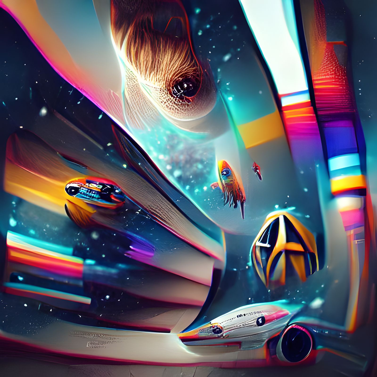 Spaceship Enters Hyperspace in Sci-Fi 8K Art