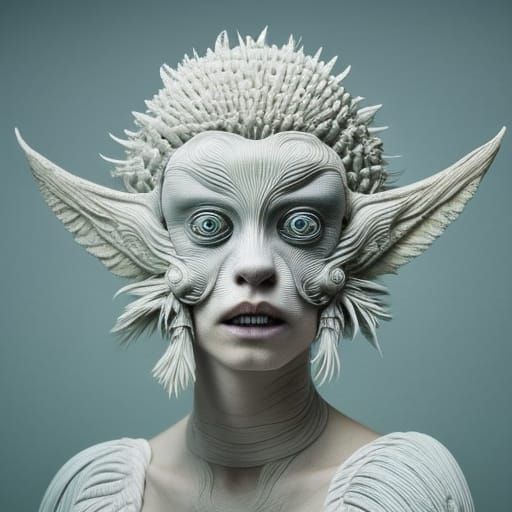 Celestial Dahlia Woman in Surreal Sun Moon Star