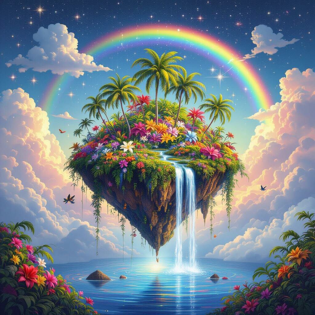 Floating Island in a Surrealist Dreamscape