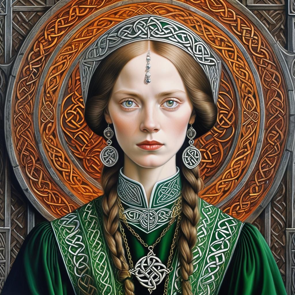 Celtic Lady Portrait in Rogier van der Weyden Style