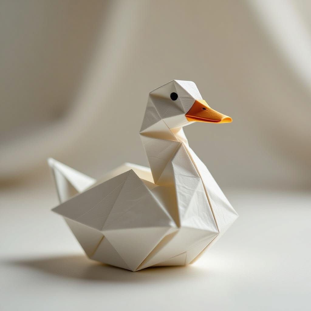 Origami Duck in Soft-Focus 8K Photograph