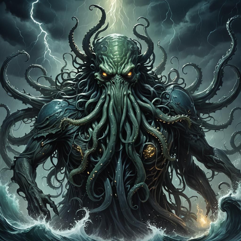 Cthulhu Rises from the Depths in Dark Fantasy Art