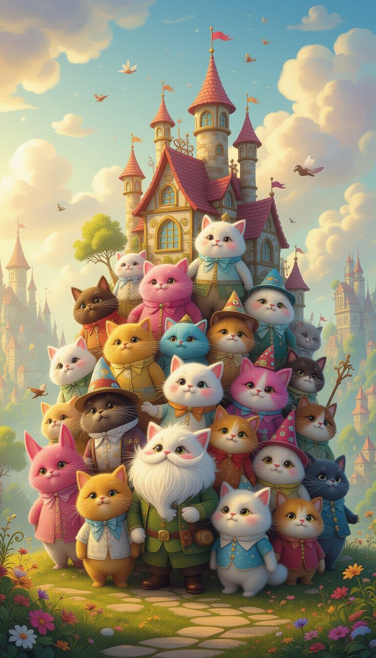 Whimsical Characters in Magical Fantasy Portrait