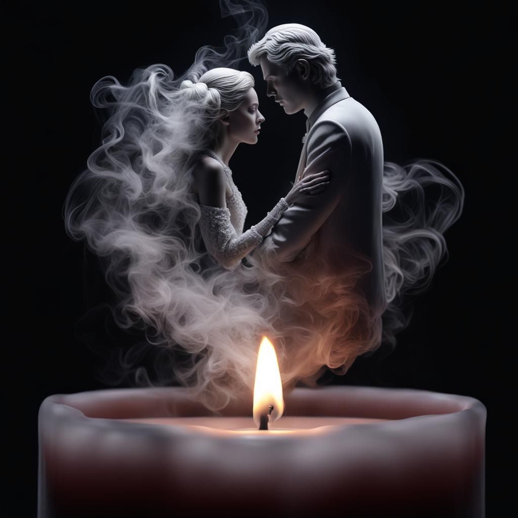Romantic Couple Formed by Candle Smoke in 3D