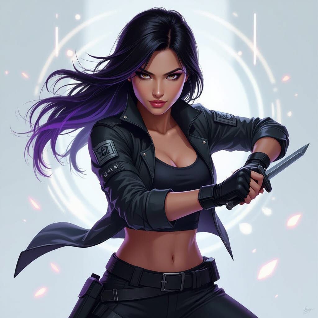 Tactical Silat Expert with Dagger in Cyberpunk Style