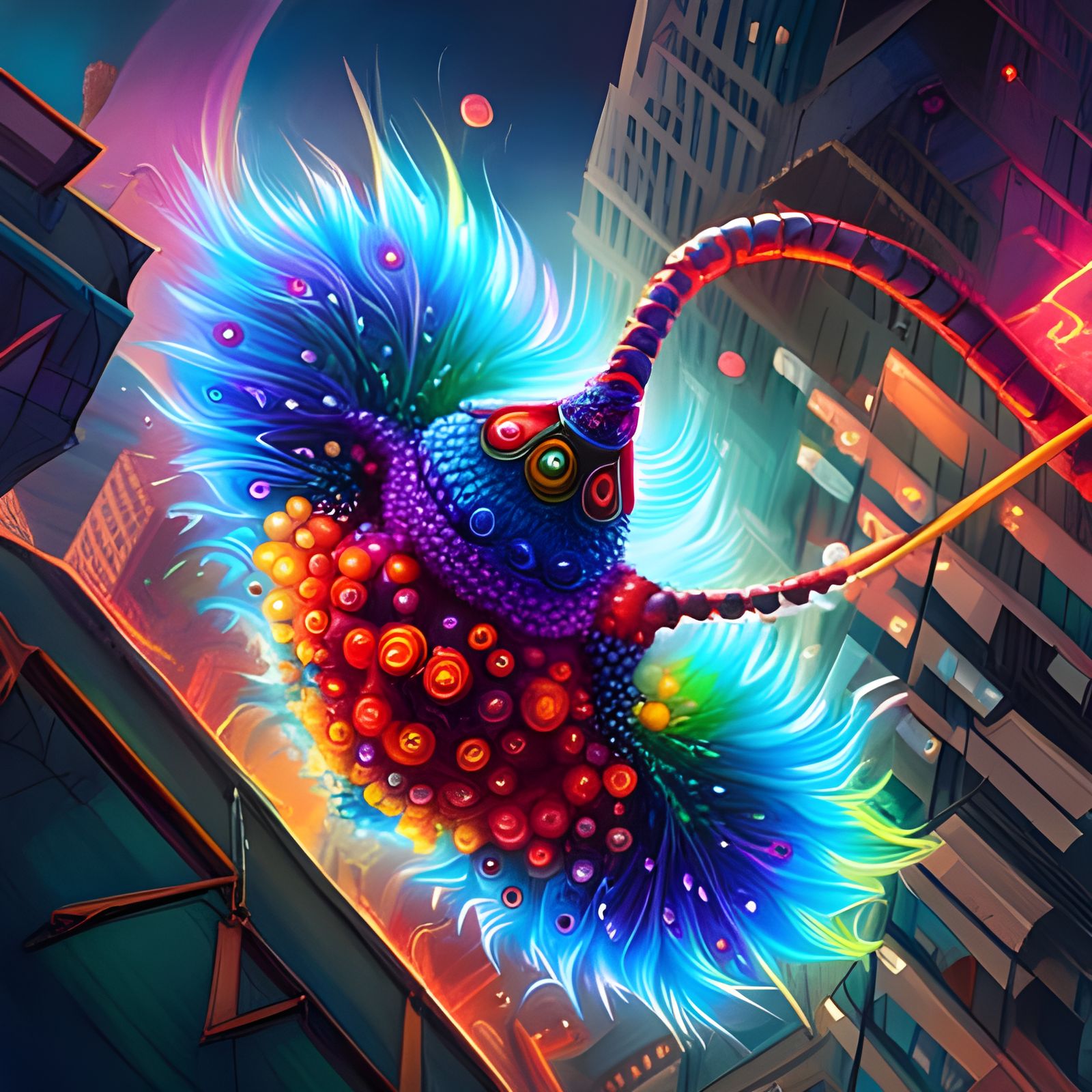 Multi-Colored Mandelbrot Bug Graffiti Art