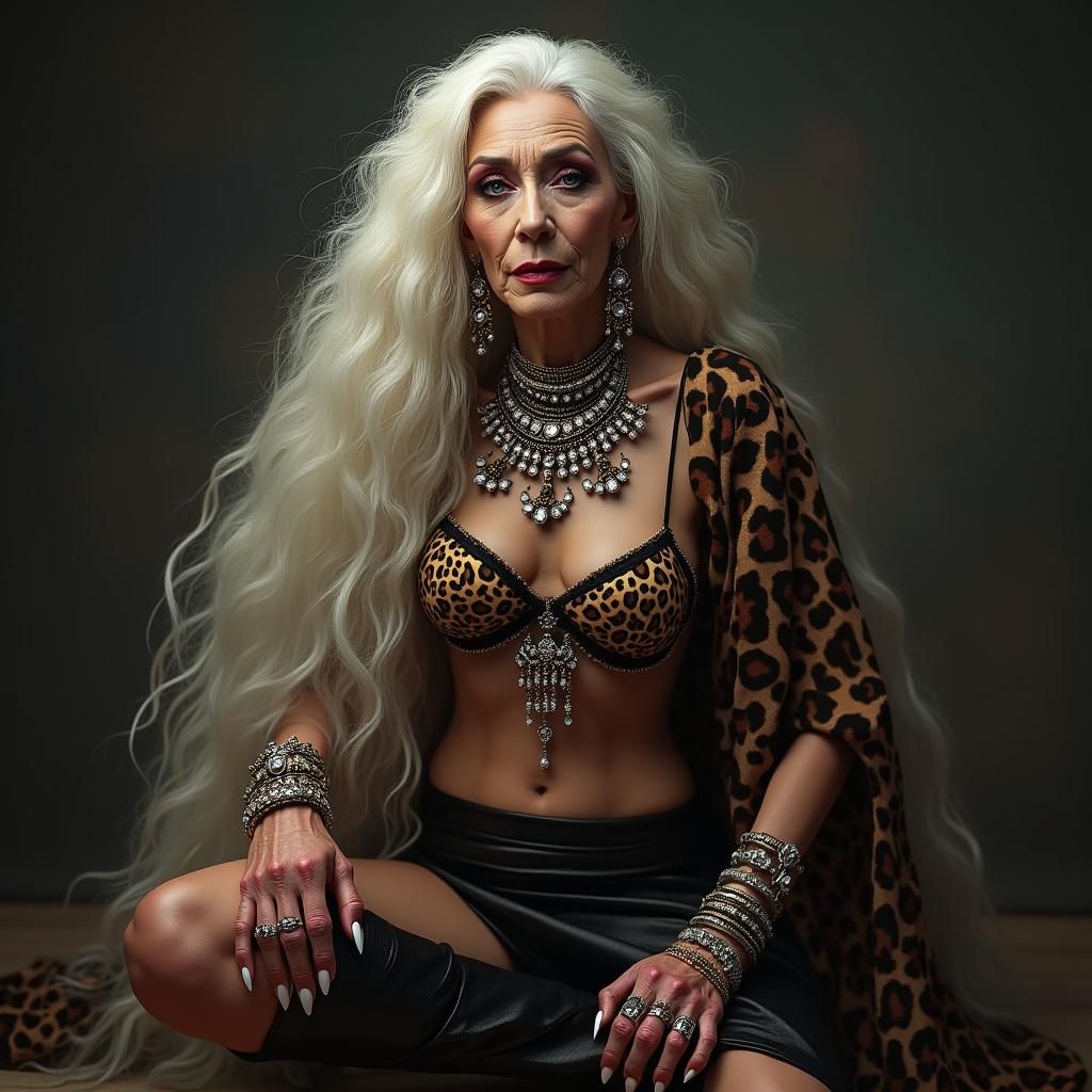 Elderly Person in Leopard Print, 3D Matte Painting