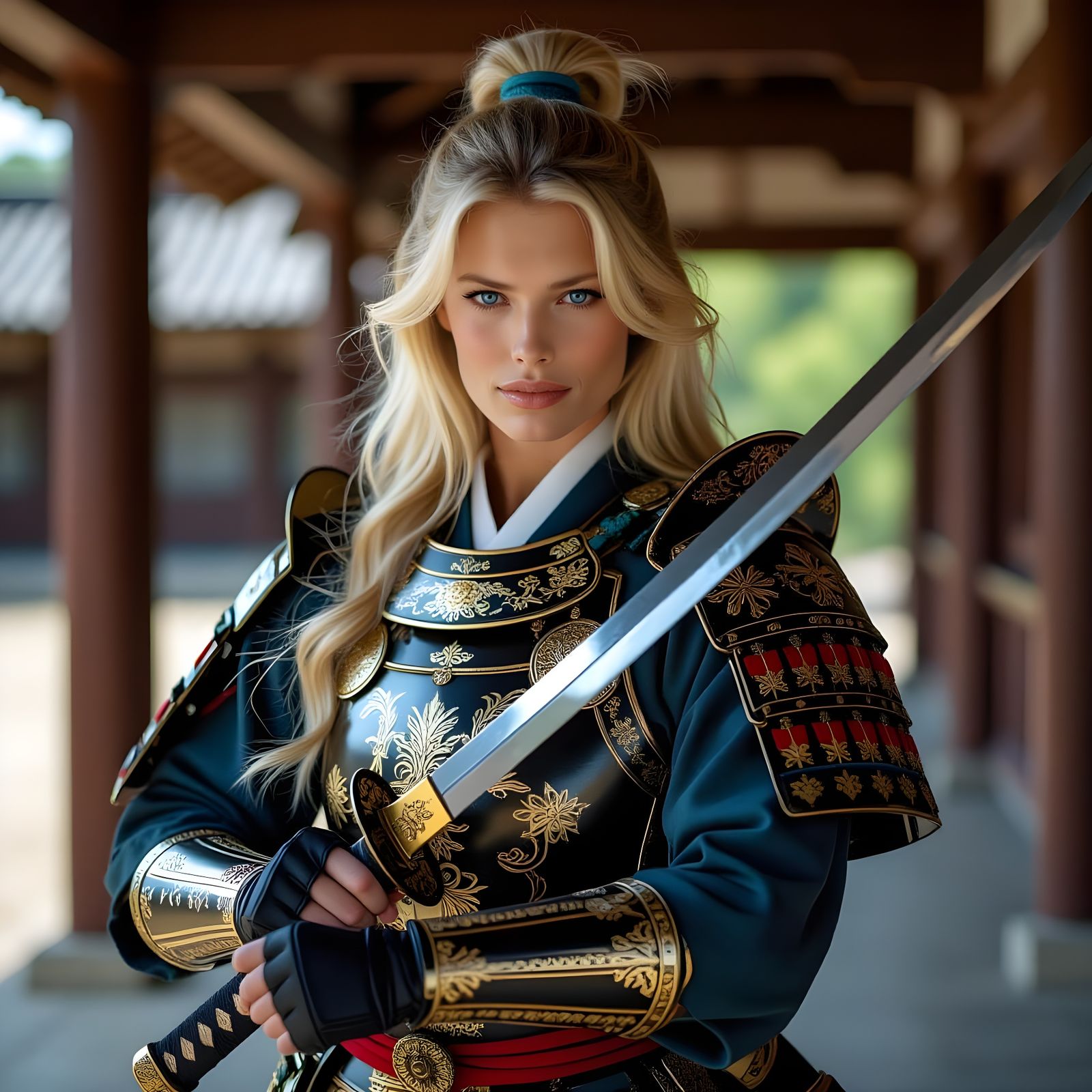 Samurai Warrior Claudia Schiffer Wielding Sword
