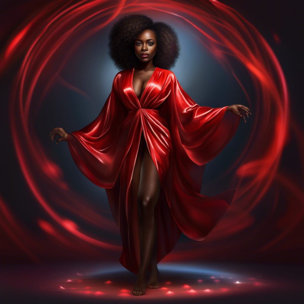 Ethereal Woman in Red Robe, Klimt Style