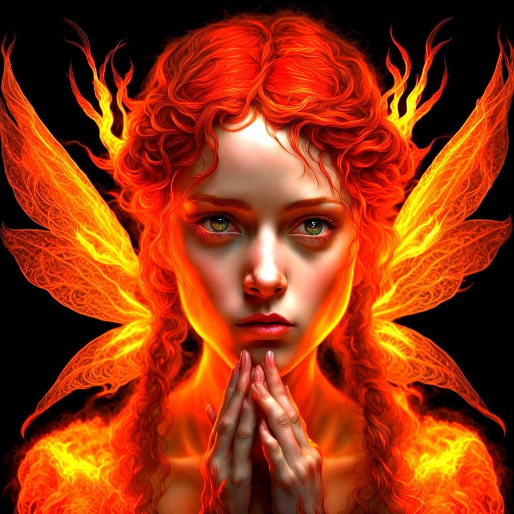 Fiery Fairy Portrait in a Fantasy Art Style